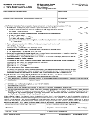 HUD Builder Certification Form 92541