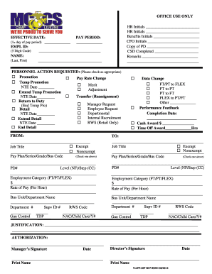 Personnel Action Request Form