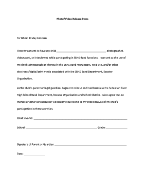 Video and photo release form template - photo and video release form