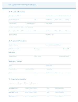 World Endeavors Application Form
