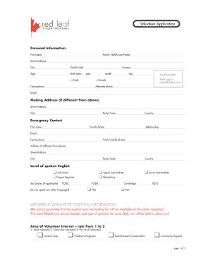 Volunteer Application Form