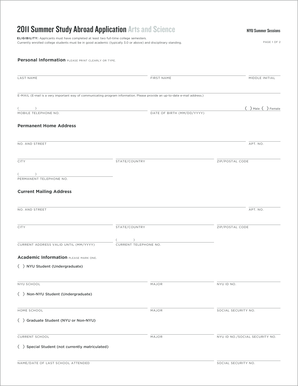 NYU Summer Study Abroad Application