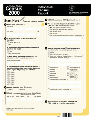 US Census 2000 Form D-20A