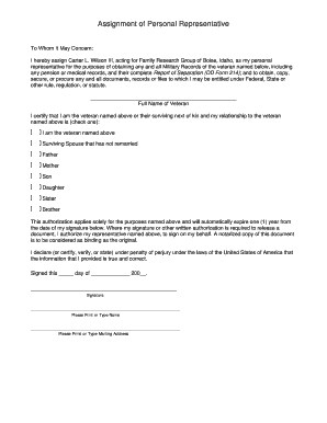 Assignment of Personal Representative