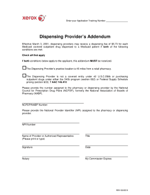 Dispensing Provider’s Addendum