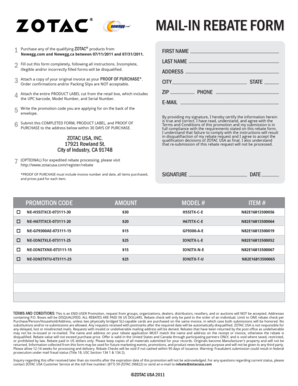 ZOTAC Product Rebate Form