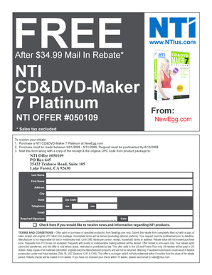 NTI CD&DVD-Maker 7 Platinum Rebate Form