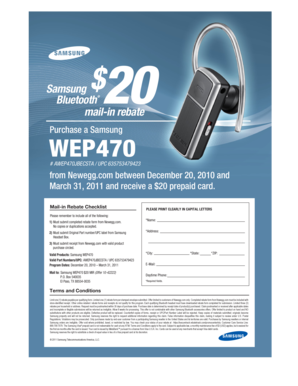 Samsung WEP470 Mail-in Rebate Form