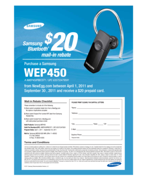Samsung WEP450 Mail-in Rebate Form