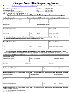 Oregon New Hire Reporting Form