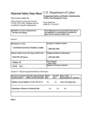 Material Safety Data Sheet
