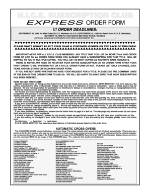 N.I.C.E. Subscription Club Express Order Form