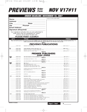 Comic Order Form