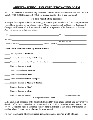 ARIZONA SCHOOL TAX CREDIT DONATION FORM