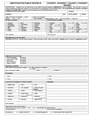 Student Accident Injury Incident Report