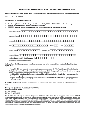 QuickBooks Online Simple Start Rebate Form
