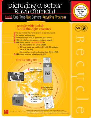 Kodak One-Time-Use Camera Recycling Claim Form