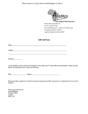 Gift Aid Form