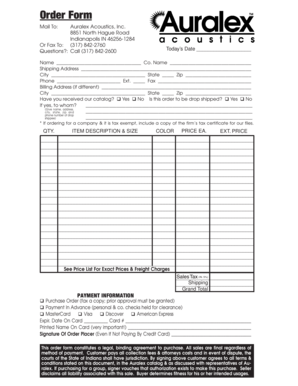 Auralex Acoustics Order Form