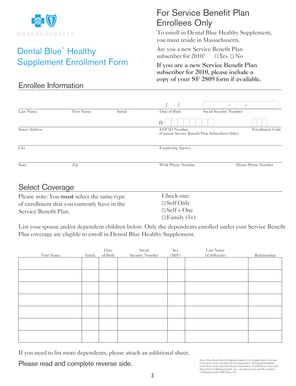 Dental Blue Healthy Supplement Enrollment Form