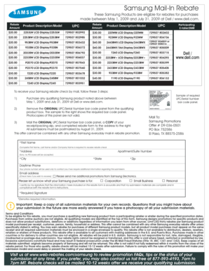 Samsung Mail-In Rebate Form