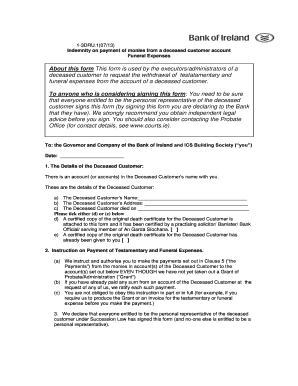 Indemnity on Payment of Funeral Expenses