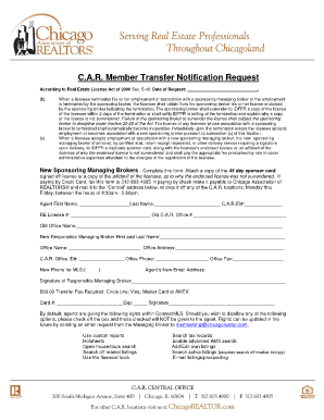 C.A.R. Member Transfer Notification Request
