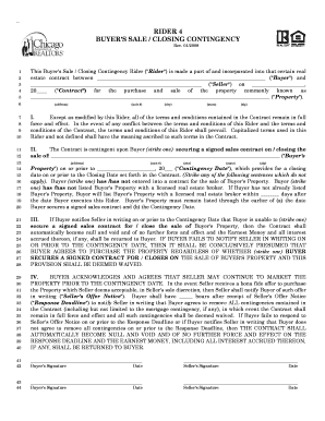 Rider 4 - Buyer s Sale Closing Contingency CAR 3 .DOC