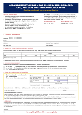 NCRA Registration Form for Written Knowledge Tests