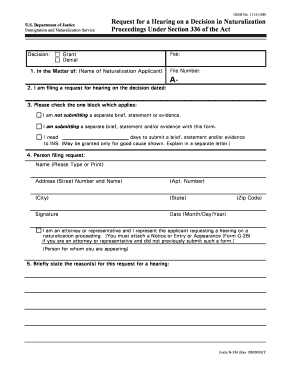 Form N-336 Request for Hearing on Naturalization Decision