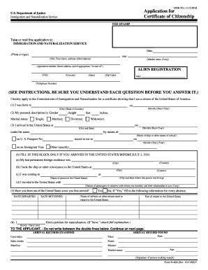 US Certificate of Citizenship Application