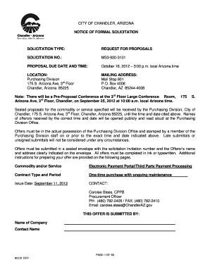 City of chandler, arizona notice of formal solicitation solicitation type