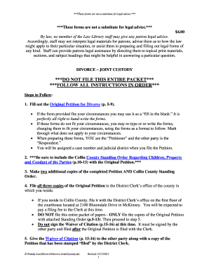 Texas Joint Custody Divorce Petition