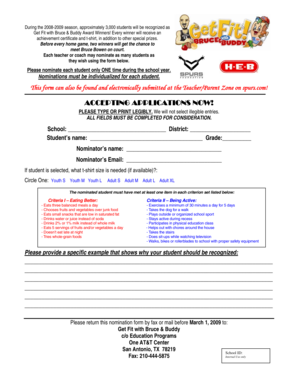 Get Fit with Bruce & Buddy Award Nomination Form