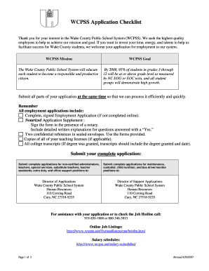 WCPSS Application Checklist