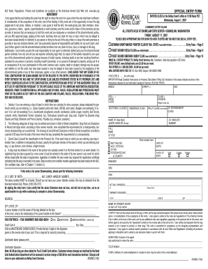 AKC Dog Show Entry Form