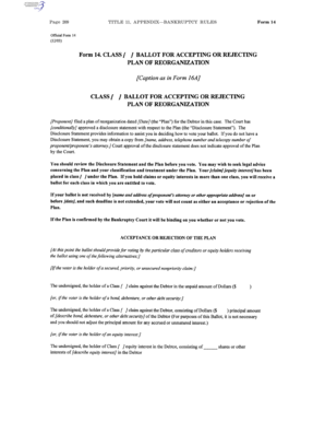 US Bankruptcy Ballot Form 14