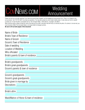 Wedding Announcement Form