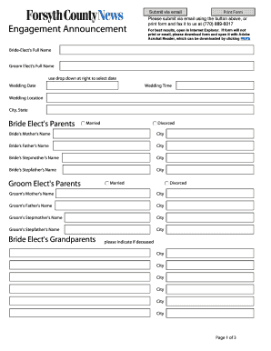 Wedding Engagement Announcement Form
