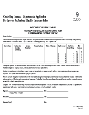 Controlling Interests Supplemental Application