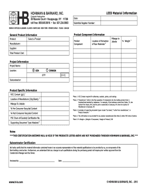 LEED Material Information Form