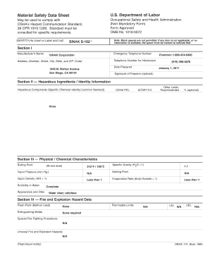 Material Safety Data Sheet