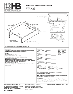 PTA 422 Partition Top Anchors