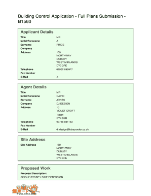 Building Control Application - Full Plans Submission