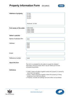 Property Information Form TA6