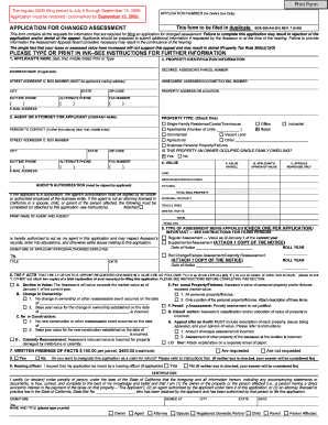 California Changed Assessment Application