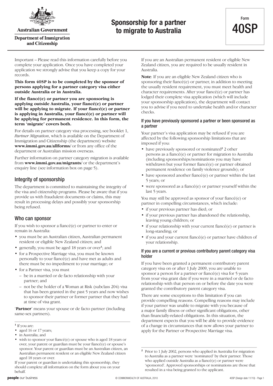 Australia Partner Visa Sponsorship Form 40SP