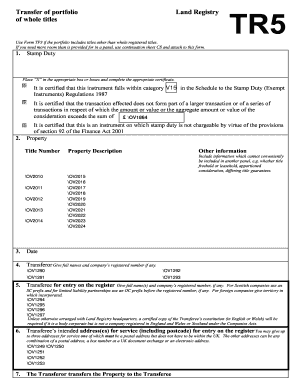 UK Land Registry Transfer of Portfolio