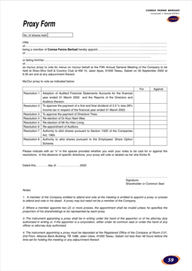 Comsa Farms Berhad Proxy Form