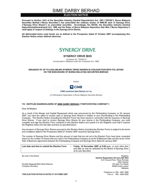 Sime Darby Berhad Election Notice